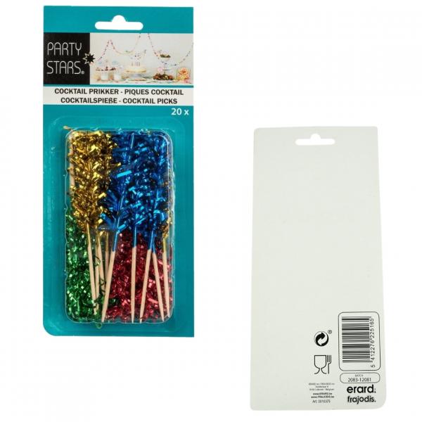 Party Stars Cocktailspieße 11 cm Satz mit 20 Stück