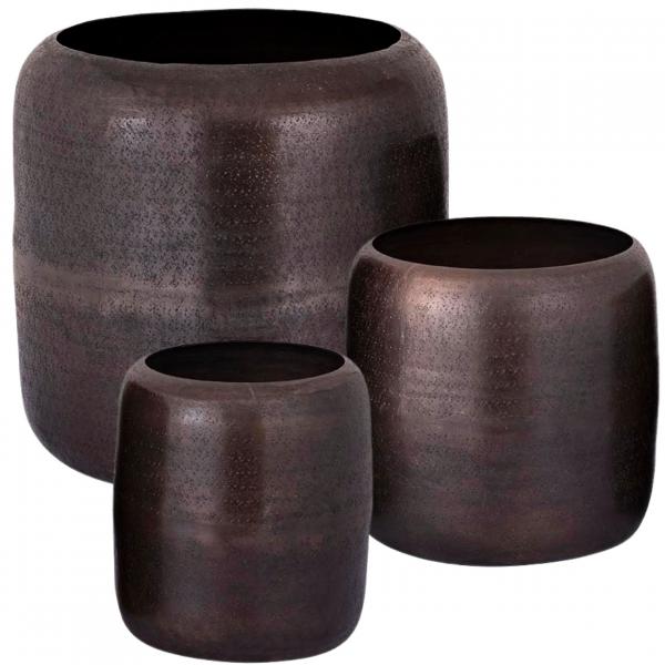 PTMD Blumentopf Djace Aluminium kupferfarbig 34 cm 3er Set