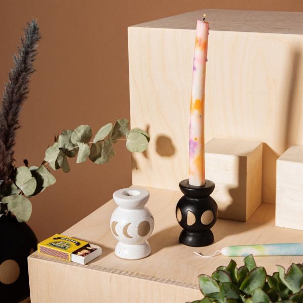 Sass & Belle Kerzenhalter Moon Phases weiß 8 cm