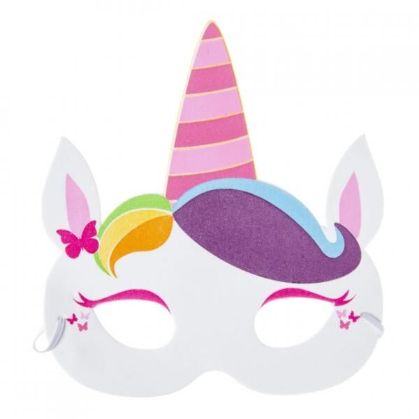 Schaumstoffmaske Einhorn 18,5 cm 4 Stück sortiert