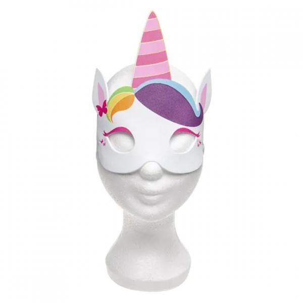 Schaumstoffmaske Einhorn 18,5 cm 4 Stück sortiert