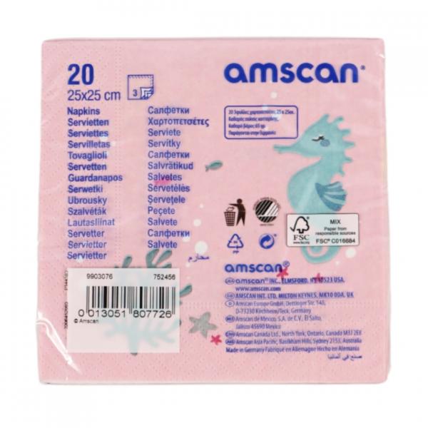 Servietten Be a mermaid 25 x 25 cm 3-lagig rosa 20 Stk.