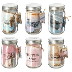 Money box glass cash box & travel, 6/s, approx. 13cmH
