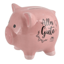 Spardose Sparschwein, Alles Gute,ca.12cm