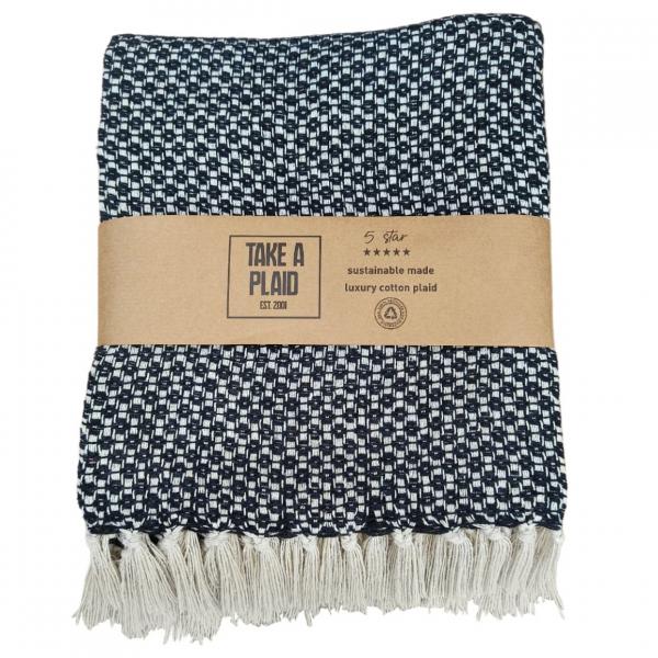 Take a Plaid 4 recycelte Baumwolle schwarz 125 x 150 cm