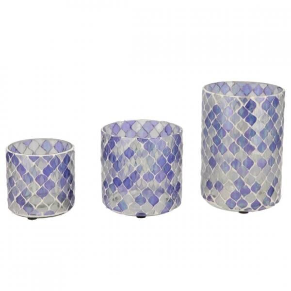 Teelichthalter Mosaik L lila 15 cm