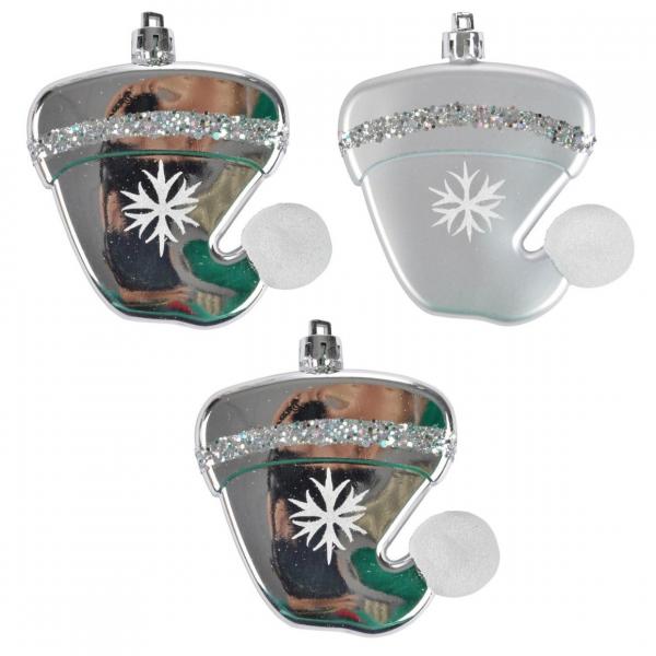 Weihnachtsanhänger Hut silber 8 cm 3er Set