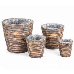Blumentopf Miguel Rattan braun 27 cm Satz von 4