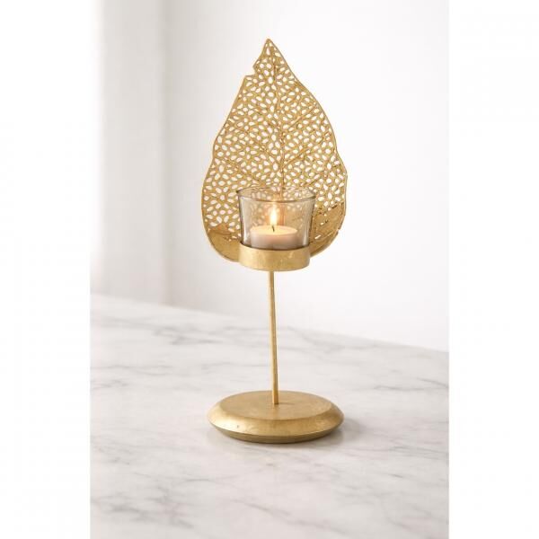 J-Line Teelichthalter Leaf gold 28 cm