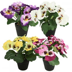 Kunstplant in pot Viool 21 cm 4 assorti