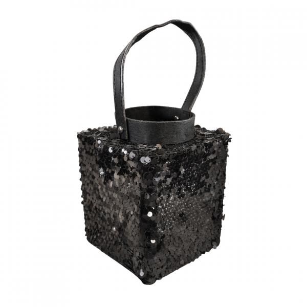 Windlicht Lofty Glam Square schwarz 20 cm