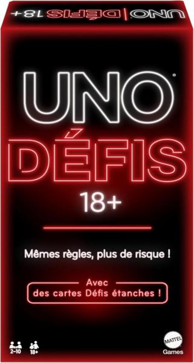 Mattel Games UNO DEFIS Kartenspiel nur für Erwachsene für Spiele, Reisen, Camping und Partys, französische Version JBF59 