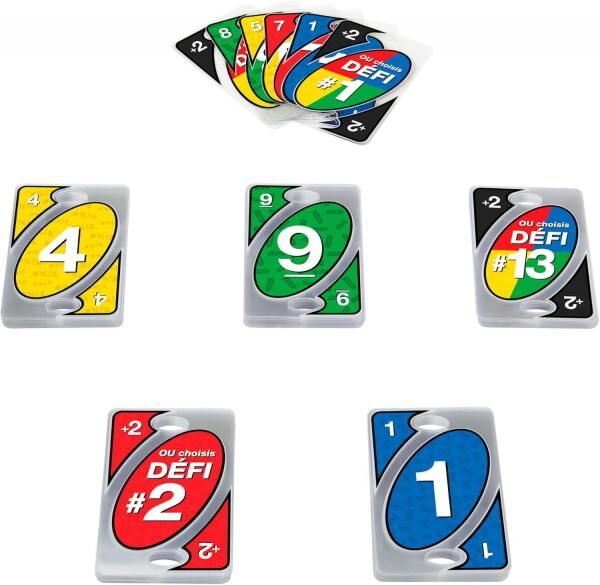 Mattel Games UNO DEFIS Kartenspiel nur für Erwachsene für Spiele, Reisen, Camping und Partys, französische Version JBF59 