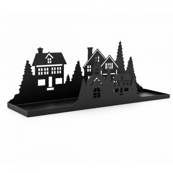 Plateau Kerzenhalter Weihnachten schwarz 40 cm