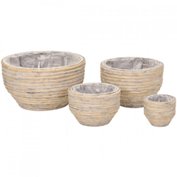 Blumentopf Miguel Ei Rattan grau 28 cm Satz von 4