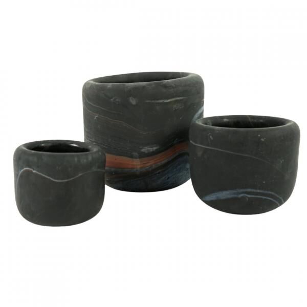 Dekocandle Teelichthalter Blumentopf matt schwarz 9,5 cm