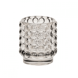 Housevitamin tea light holder Dots glass gray 8 cm