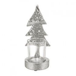 J-Line Teelichthalter Weihnachtsbaum silber 17 cm