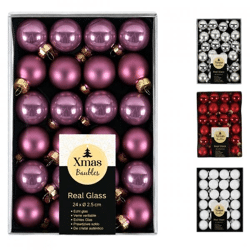 Weihnachtskugel Mini-Glas 2,5 cm 24 Stück 4fach sortiert