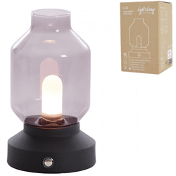 Light & Living Tischleuchte Merey LED wiederaufladbar Rauchglas schwarz 19 cm