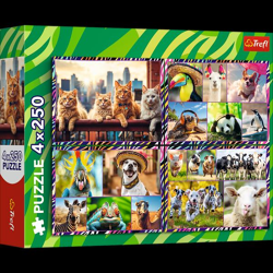 Lustige Tiere - Puzzle 4 x 250 Teile