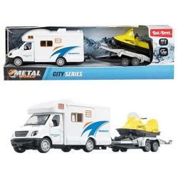 METAL World - Camper Pullback + Anhänger + Schneescooter - 23,5 cm