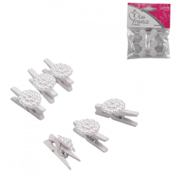 Miss France Decoration flower on clip white 2.5 cm set of 6