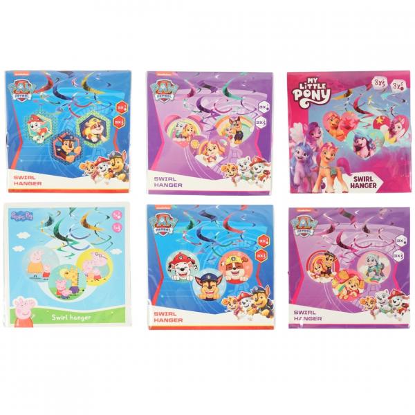 Spiralförmiger Anhänger 40 cm 6-fach sortiert 6-teilig