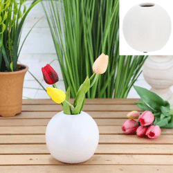 Vase, ceramic, white matt, L, approx.12x12x11cmH