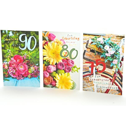 Number birthday card 65-90 years - 100 pieces assorted