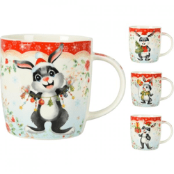 Mug Christmas rabbit 370 ml 4 assorted