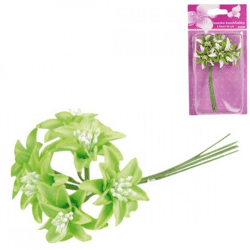 Decoration flower green 13 cm set of 6