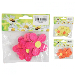 Decoration flowers paper glitter 6 cm 3 assorted set of 6