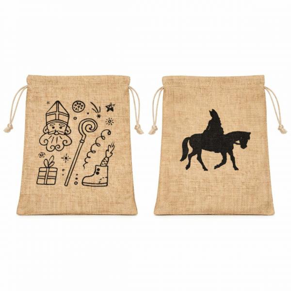 Geschenkbeutel Sinterklaas Jutesack 20 x 25 cm 2 sortiert Satz von 3