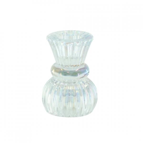 Housevitamin Kerzenhalter Duo Classic Ribb schillerndes Glas 8 cm
