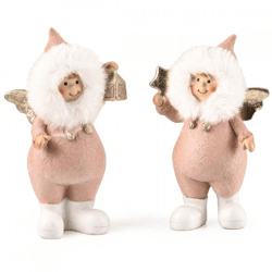 J-line Skulptur Weihnachtsengel rosa 22 cm 2 Stück sortiert