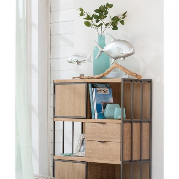 J-Line Statue auf Sockel Tropical Fish silber 51,5 cm