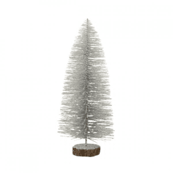 J-Line Christmas tree on base glitter silver 29 cm