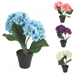Artificial plant in pot hydrangea 34 cm 4 assorti
