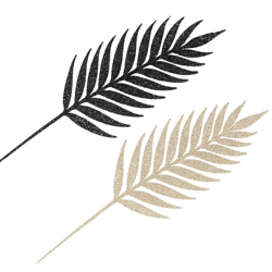 Artificial branch Shine Fern black/champagne 48 cm set of 12