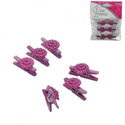 Miss France Decoration flower on clip purple 2.5 cm set of 6