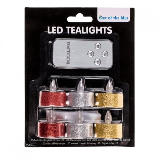 Out of the Blue Teelicht LED Glamour auf Batterie Satz von 6
