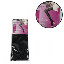 Perini Fantasy Strumpfhose schwarzes Chevronmuster L/XL