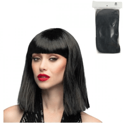 Wig half-long black one size