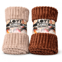 Plaid Lovi ribbed fleece 150 x 200 cm assorti