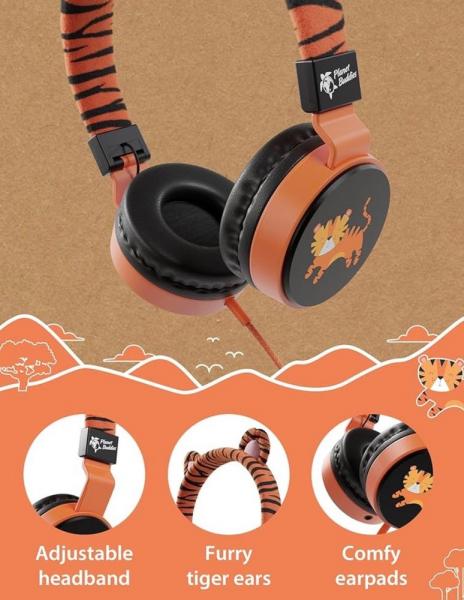 Planet Buddies Tiger Furry Wired Headphones V2
