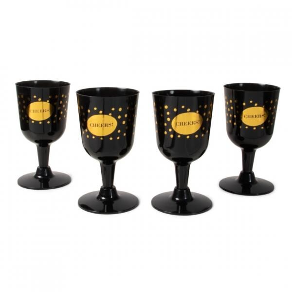 Senza Weingläser schwarz/gold 140 ml 4 Stück