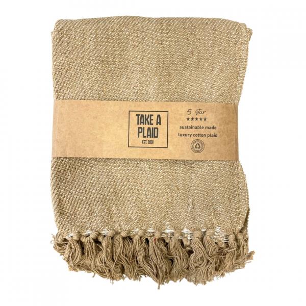 Take a Plaid 17 recycelte Baumwolle beige 125 x 150 cm