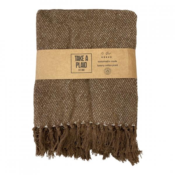 Take a Plaid 17 recycelte Baumwolle braun 125 x 150 cm