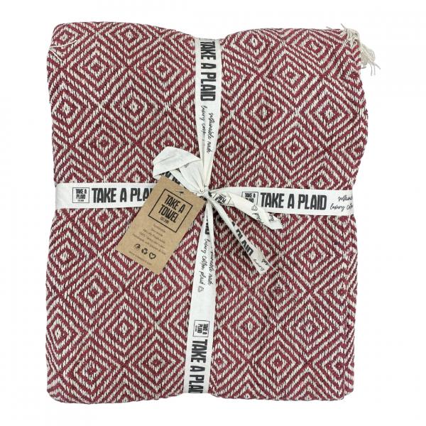 Take a Plaid 25 recycelte Baumwolle bordeaux 125 x 150 cm